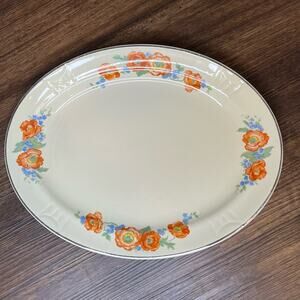 Vintage Hall's Superior Quality Orange Poppy 11.25" Oval China Serving Platter